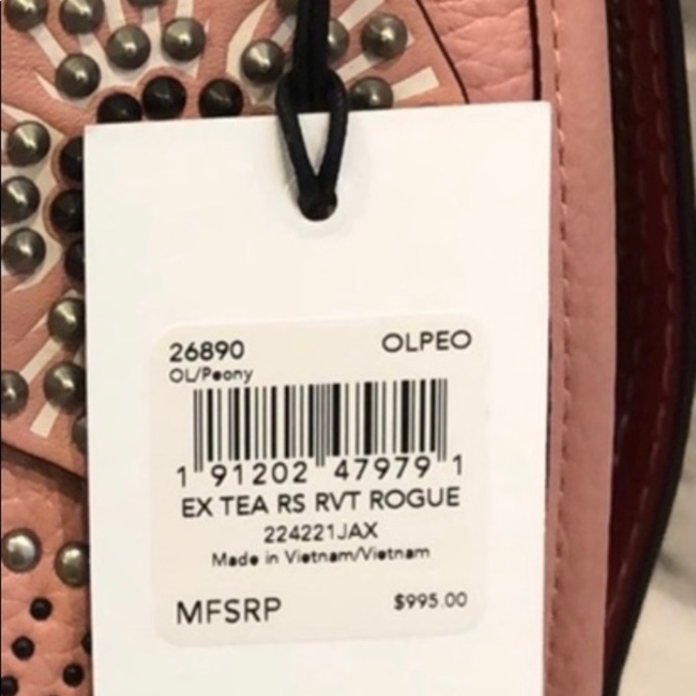 Coach Embellished Pink Leather Satchel - Picture 3 of 12